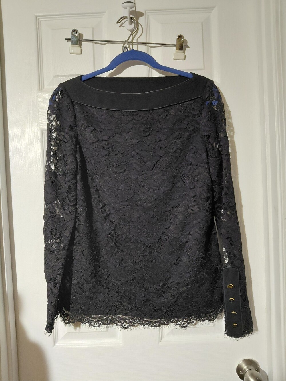 Vintage Tory Burch Black Lace Top button sleeves Size 6